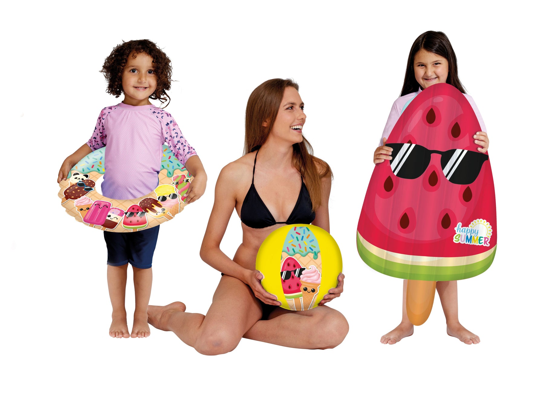 Happy Summer 3er Strandset - Wasserball, Schwimmring & Luftmatratze