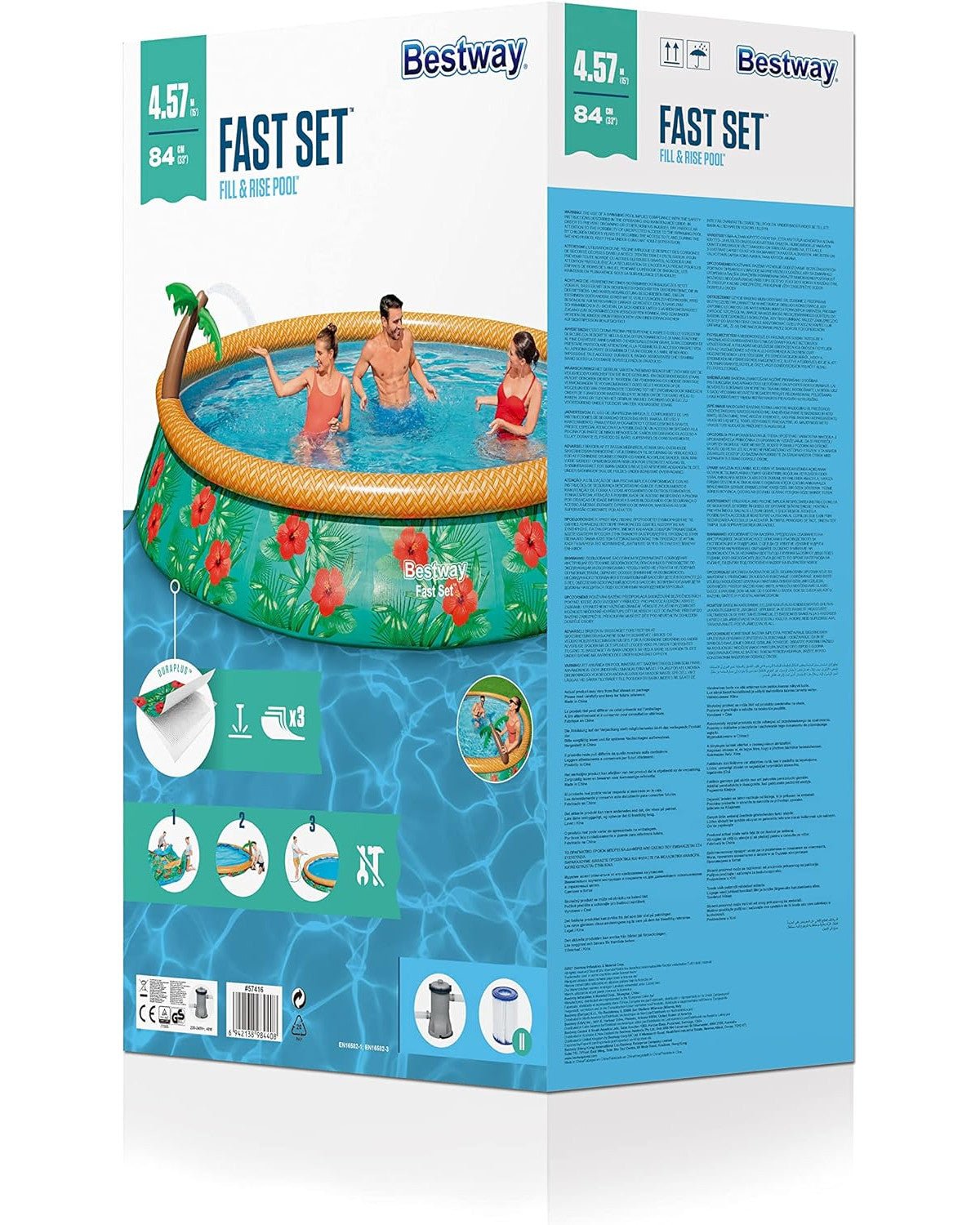 Bestway Fast Set Pool - Paradise Palms 457x84cm inkl. Filterpumpe - Poolpirat