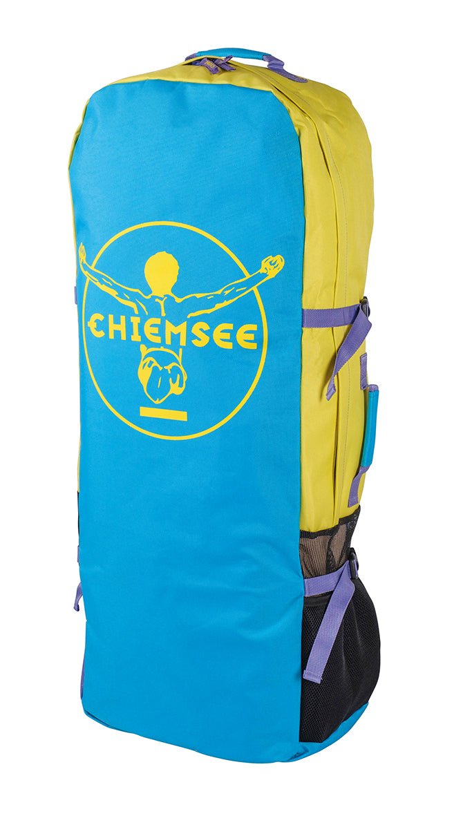 Chiemsee SUP-Set inkl. Board, Paddel, Pumpe, Leash & Rucksack (gelb/lila)