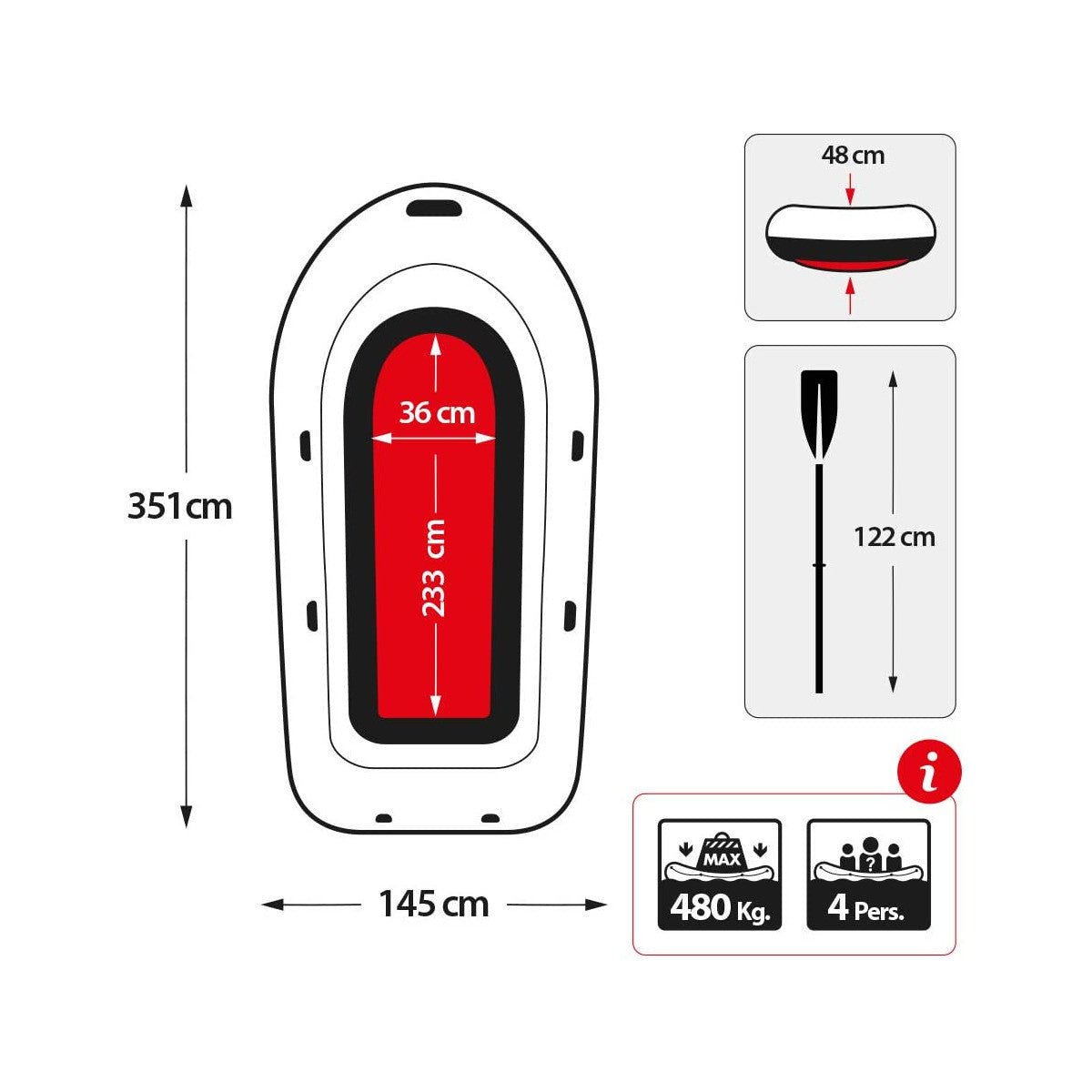Intex Schlauchboot Seahawk 4 Set inkl. Paddel & Pumpe, bis 400kg, 351x145x48cm - Poolpirat