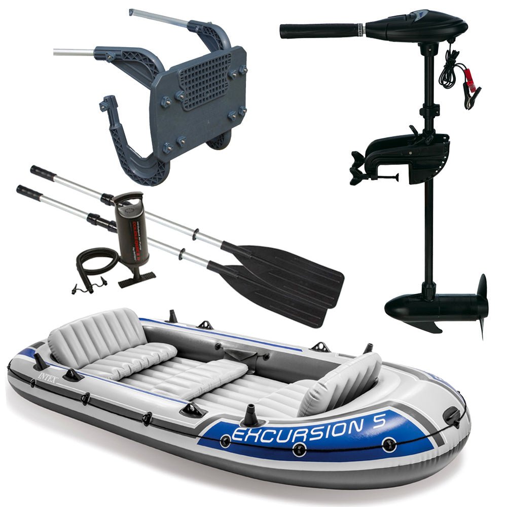 Intex Schlauchboot - Set - Excursion 5 inkl. Außenbordmotor & Befestigung - Poolpirat