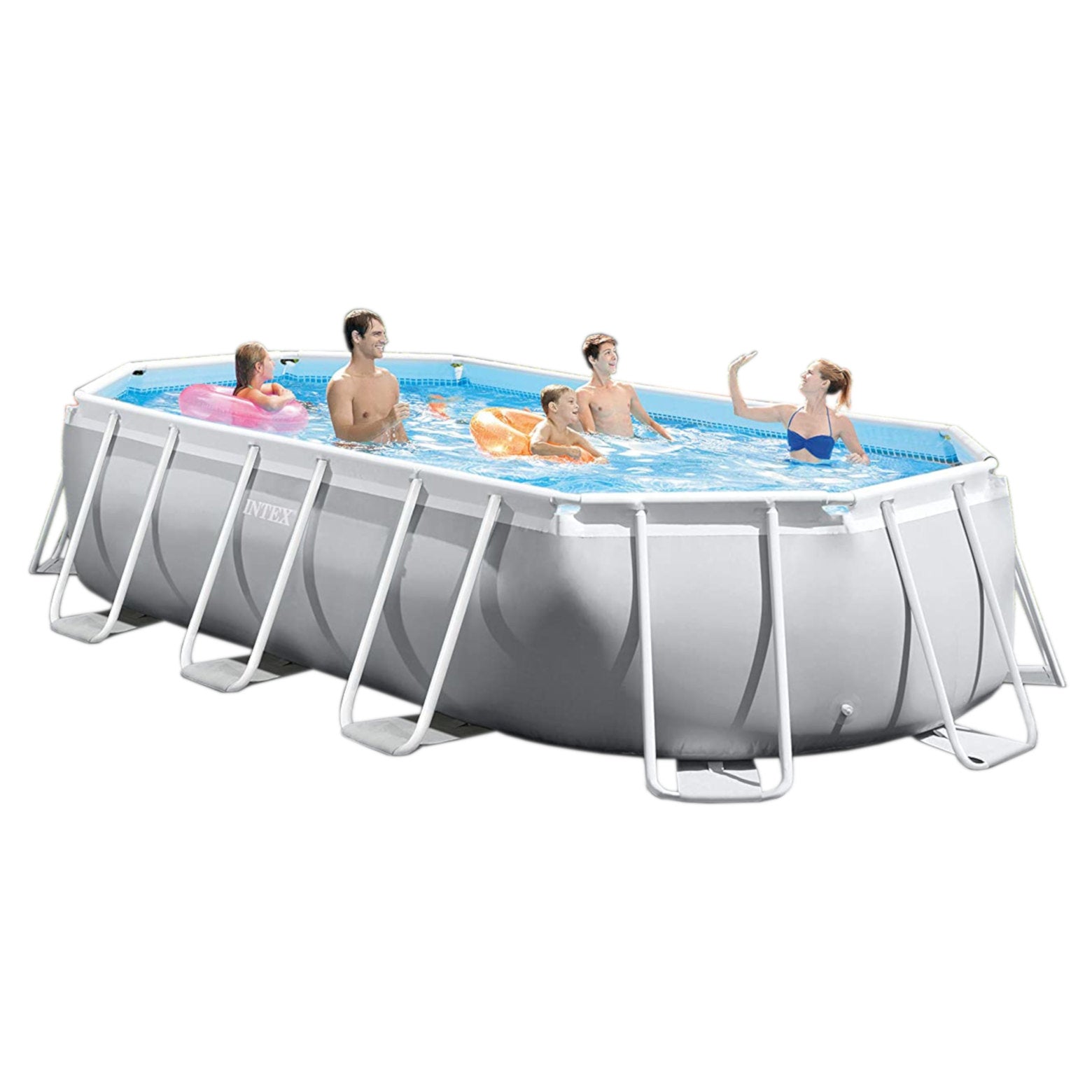 Intex Prism Frame Oval Pool 503x274x122cm + aufblasbare Schwimmtiere