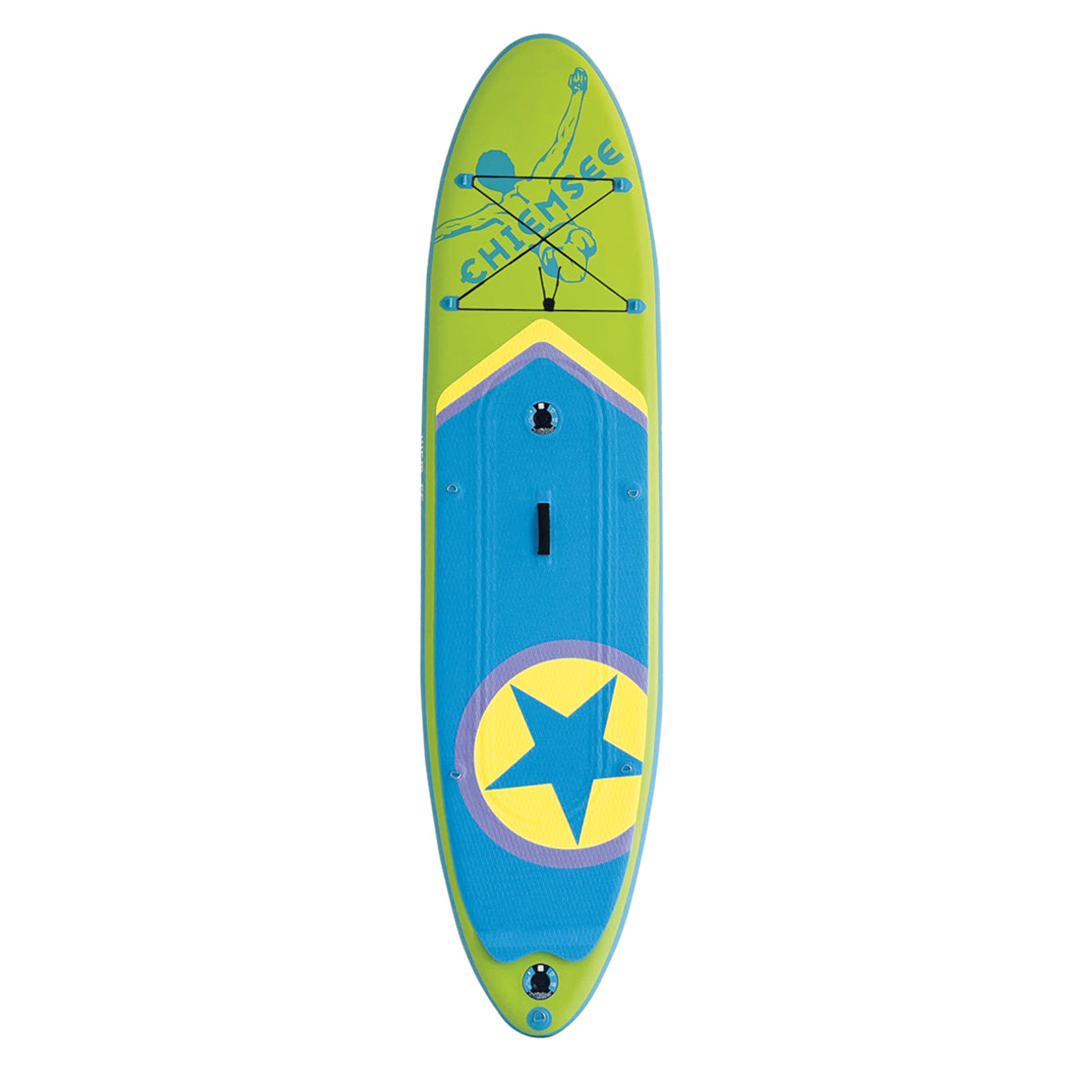 Chiemsee SUP-Set inkl. Board, Paddel, Pumpe, Leash & Rucksack (grün/blau)