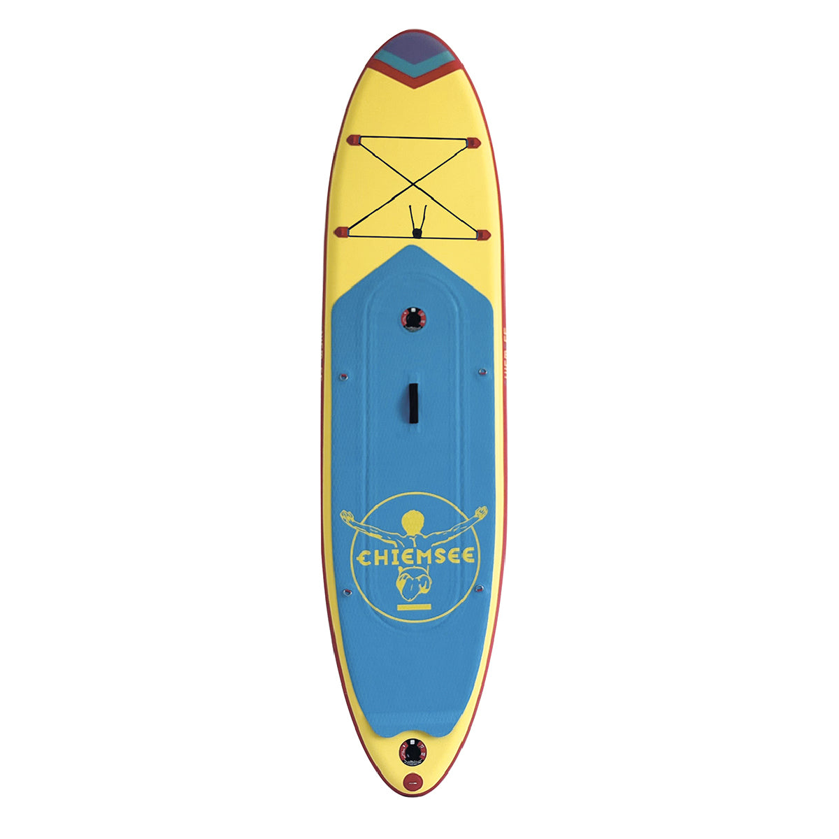 Chiemsee SUP-Set inkl. Board, Paddel, Pumpe, Leash & Rucksack (gelb/blau)