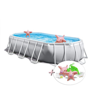 Intex Prism Frame Oval Pool 503x274x122cm + aufblasbare Schwimmtiere