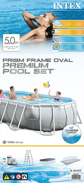 Intex Prism Frame Oval Pool 503x274x122cm + aufblasbare Schwimmtiere