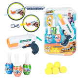 Toi-Toys FOAM STRIKE X Set - Wasserpistole mit 5 Bällen und 3 Kegeln