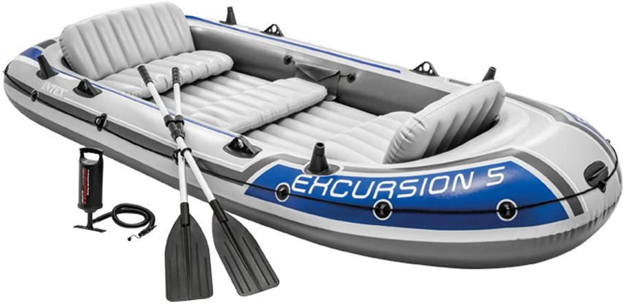 Intex Schlauchboot-Set - Excursion 5 inkl. Außenbordmotor & Befestigung