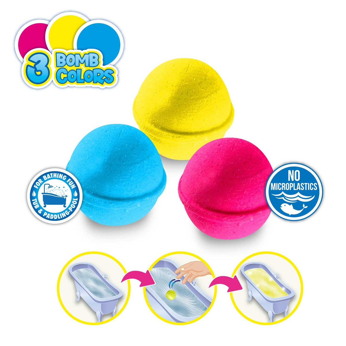 Badekugel mit Gummi-Wassertier 3er Pack Badebombe