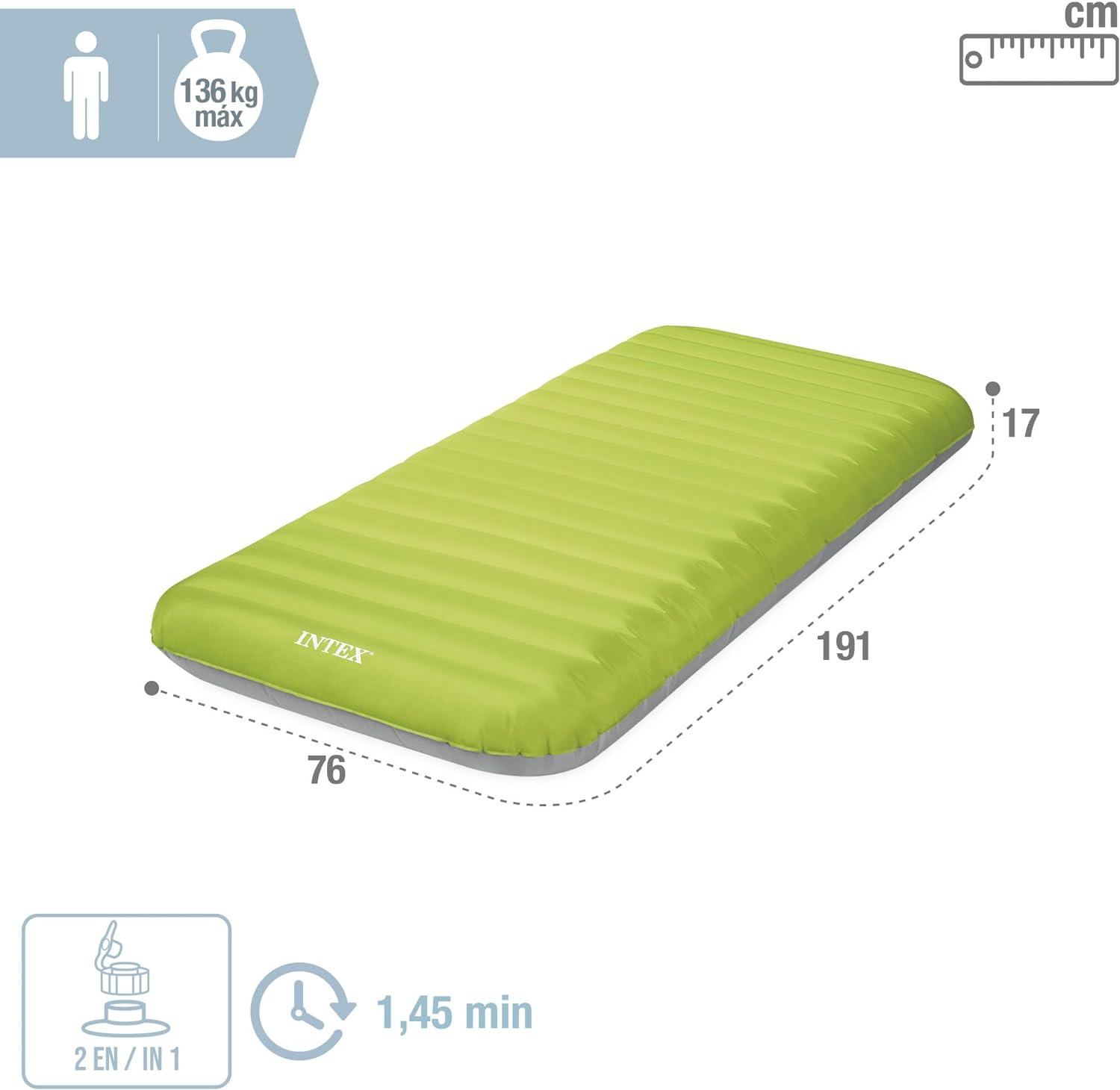 Intex Luftbett - Dura-Beam Truaire inkl. USB-Luftpumpe (grün, 76x191x17cm)