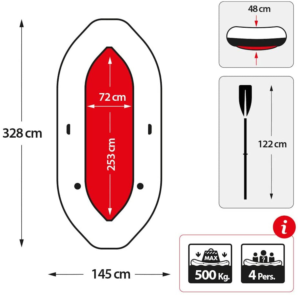 Intex Schlauchboot Mariner 4 Set inkl. Paddel & Pumpe, bis 500kg, 328x145x48cm