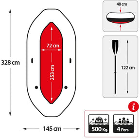 Intex Schlauchboot Mariner 4 Set inkl. Paddel & Pumpe, bis 500kg, 328x145x48cm