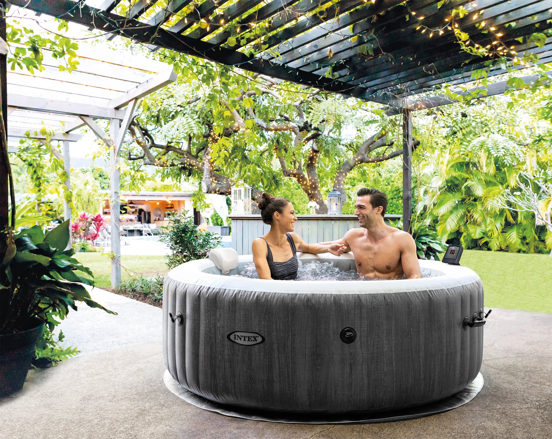 Intex Pool PureSPA Bubble "Greywood Deluxe" Whirlpool 196/145cm x 71cm