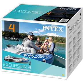 Intex Schlauchboot-Set - Excursion 4 inkl. Außenbordmotor, Befestigung & Überdachung