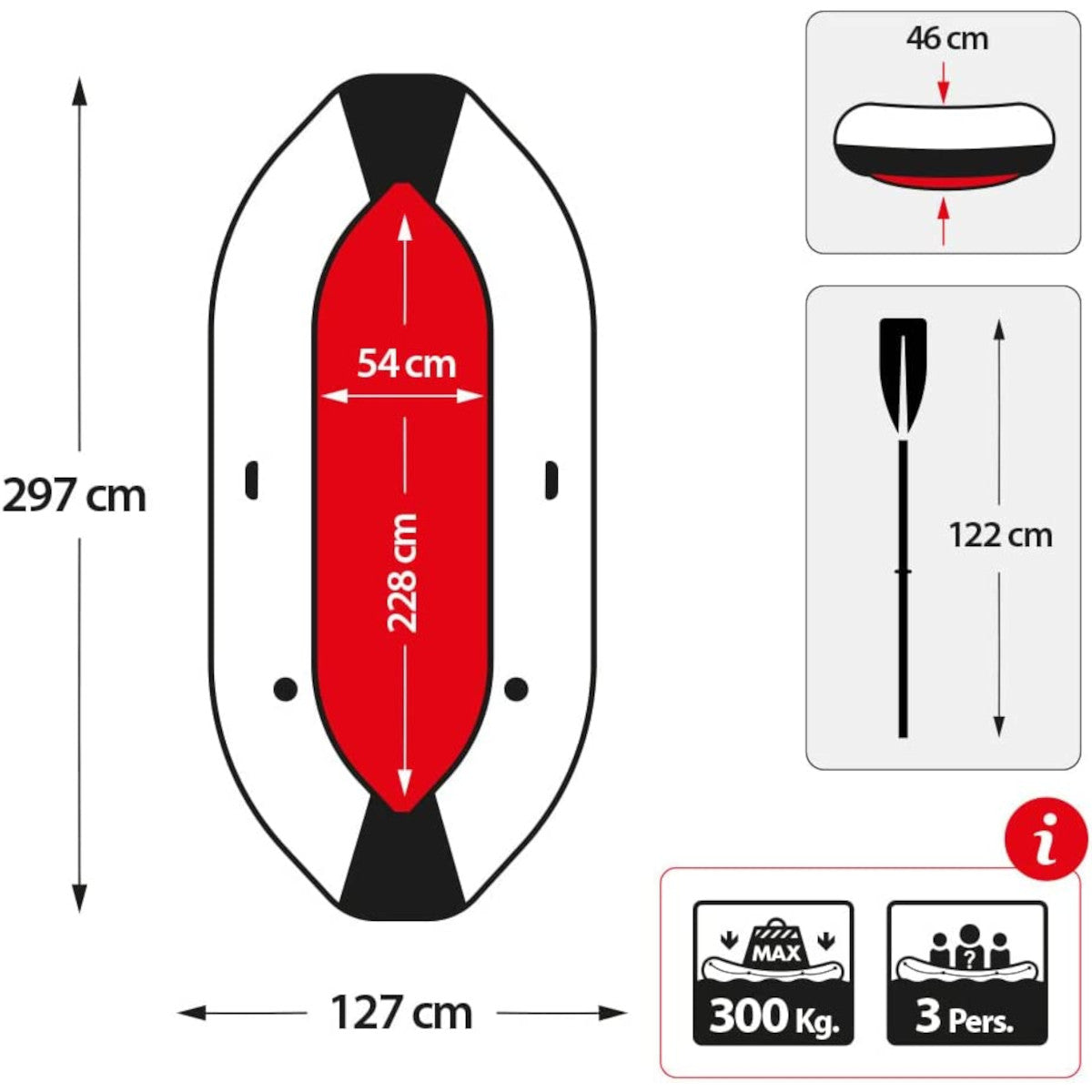 Intex Schlauchboot Mariner 3 Set inkl. Paddel + Pumpe, bis 400kg 297x127x46cm