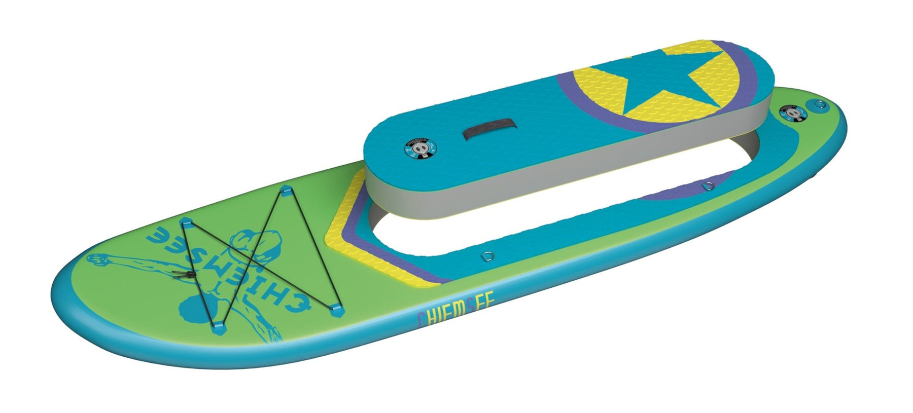Chiemsee SUP - Set inkl. Board, Paddel, Pumpe, Leash & Rucksack (grün/blau) - Poolpirat