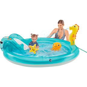 Happy People Playcenter Ocean mit Rutsche und Seepferdchen - Sprinkler 150x18cm - Poolpirat