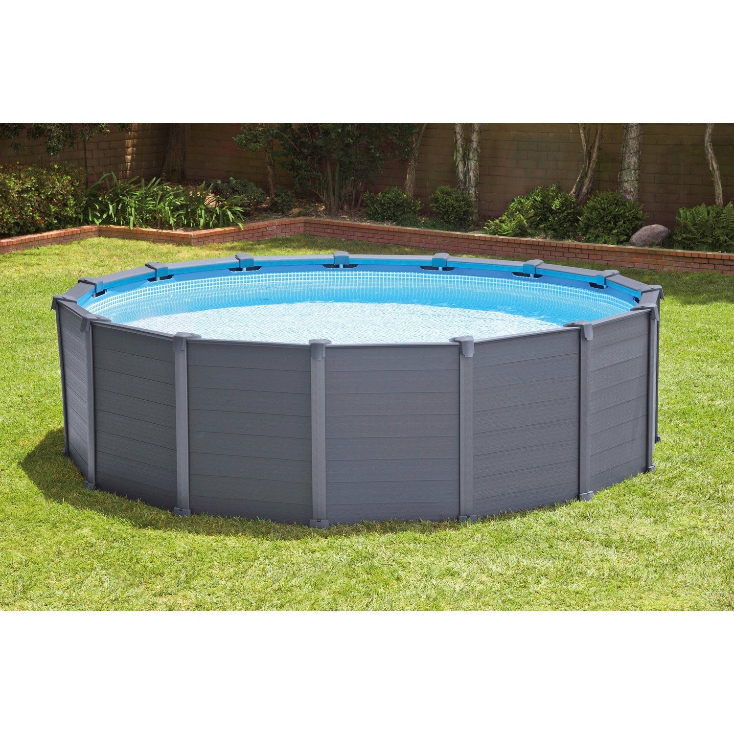 Intex Frame Pool Set - Graphit Gray Panel 478x124cm inkl. Pumpe, Leiter und Planen