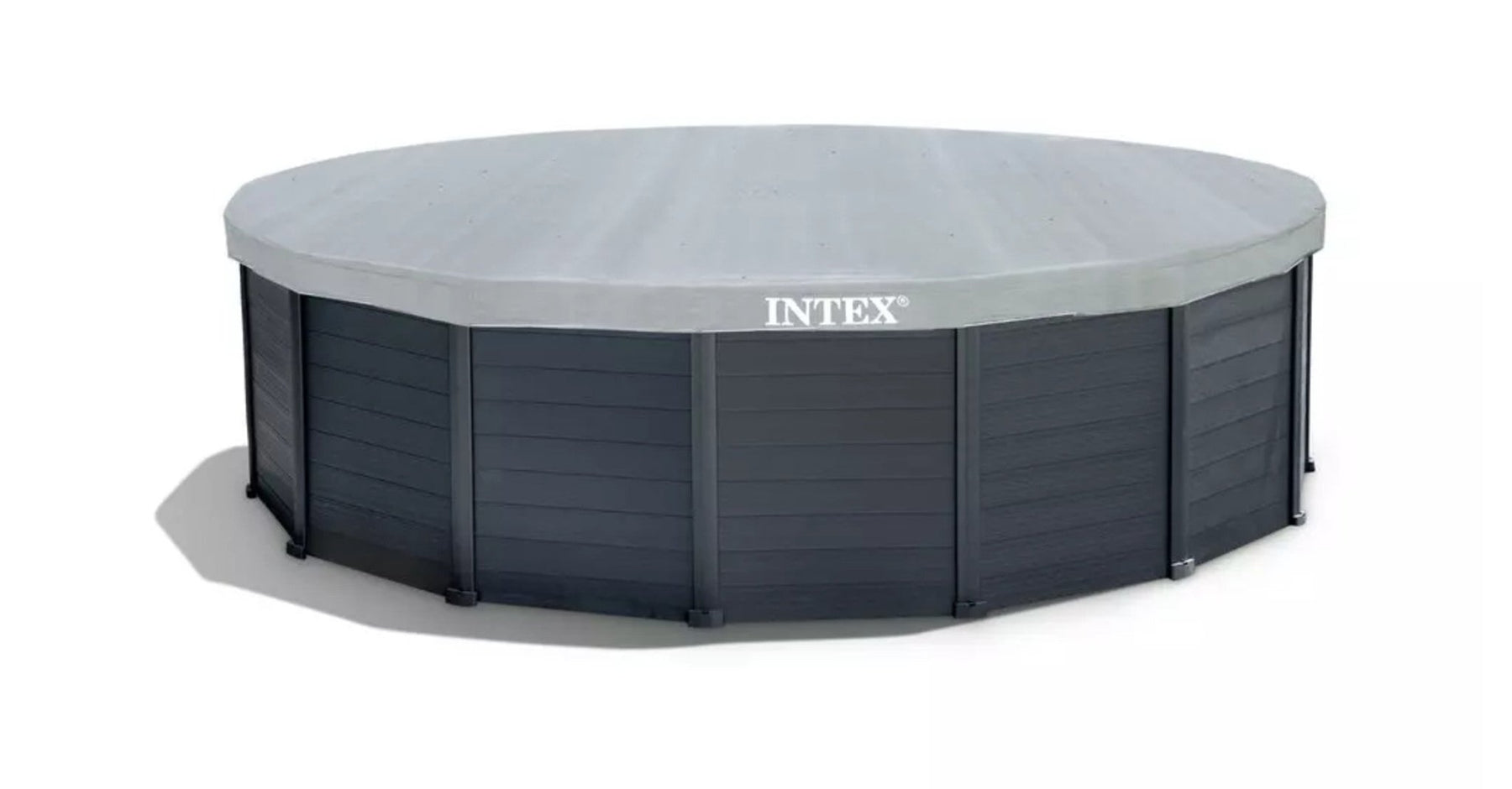 Intex Frame Pool Set - Graphit Gray Panel 478x124cm inkl. Pumpe, Leiter und Planen