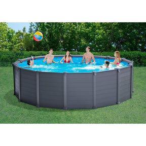 Intex Frame Pool Set - Graphit Gray Panel 478x124cm inkl. Pumpe, Leiter und Planen