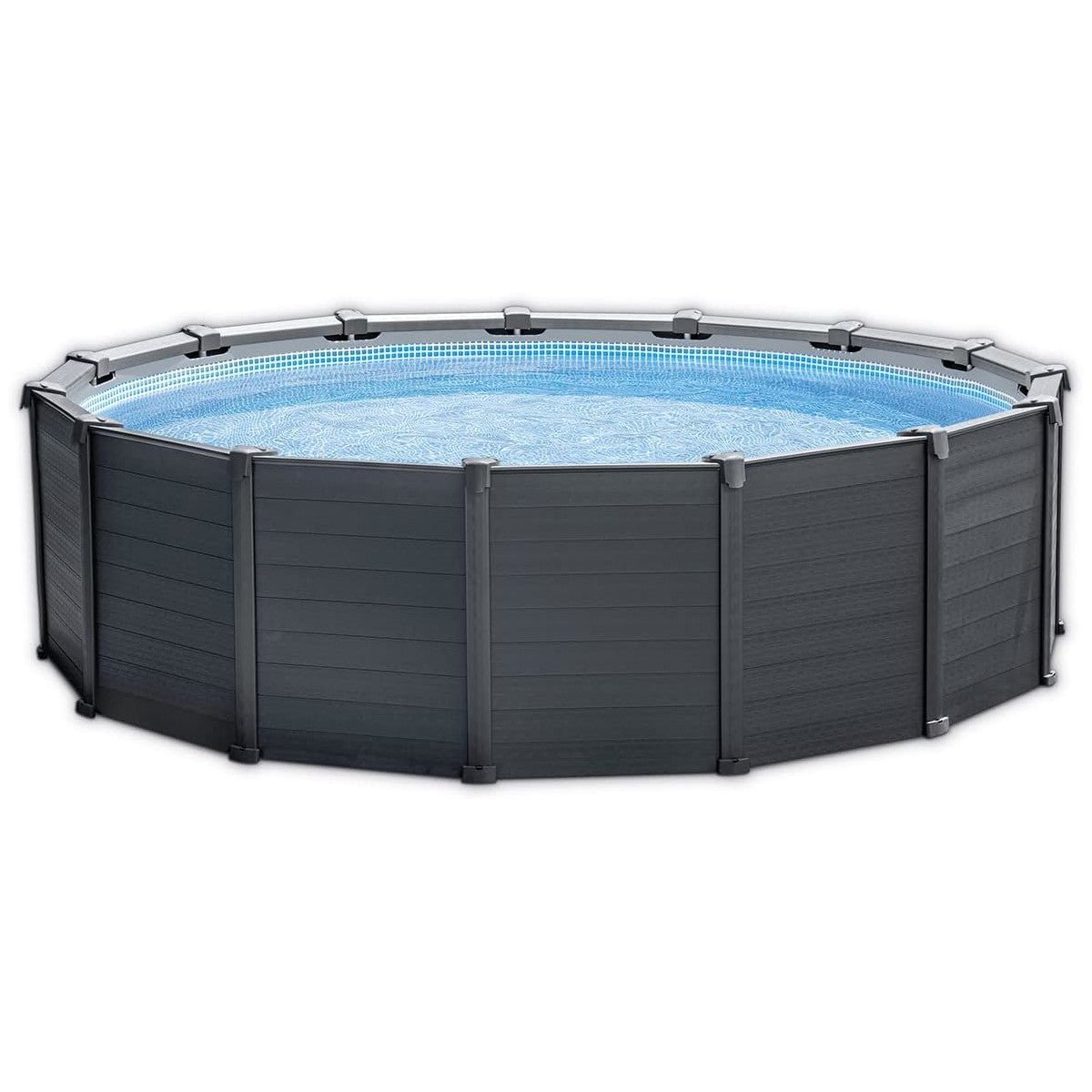 Intex Frame Pool Set - Graphit Gray Panel 478x124cm inkl. Pumpe, Leiter und Planen