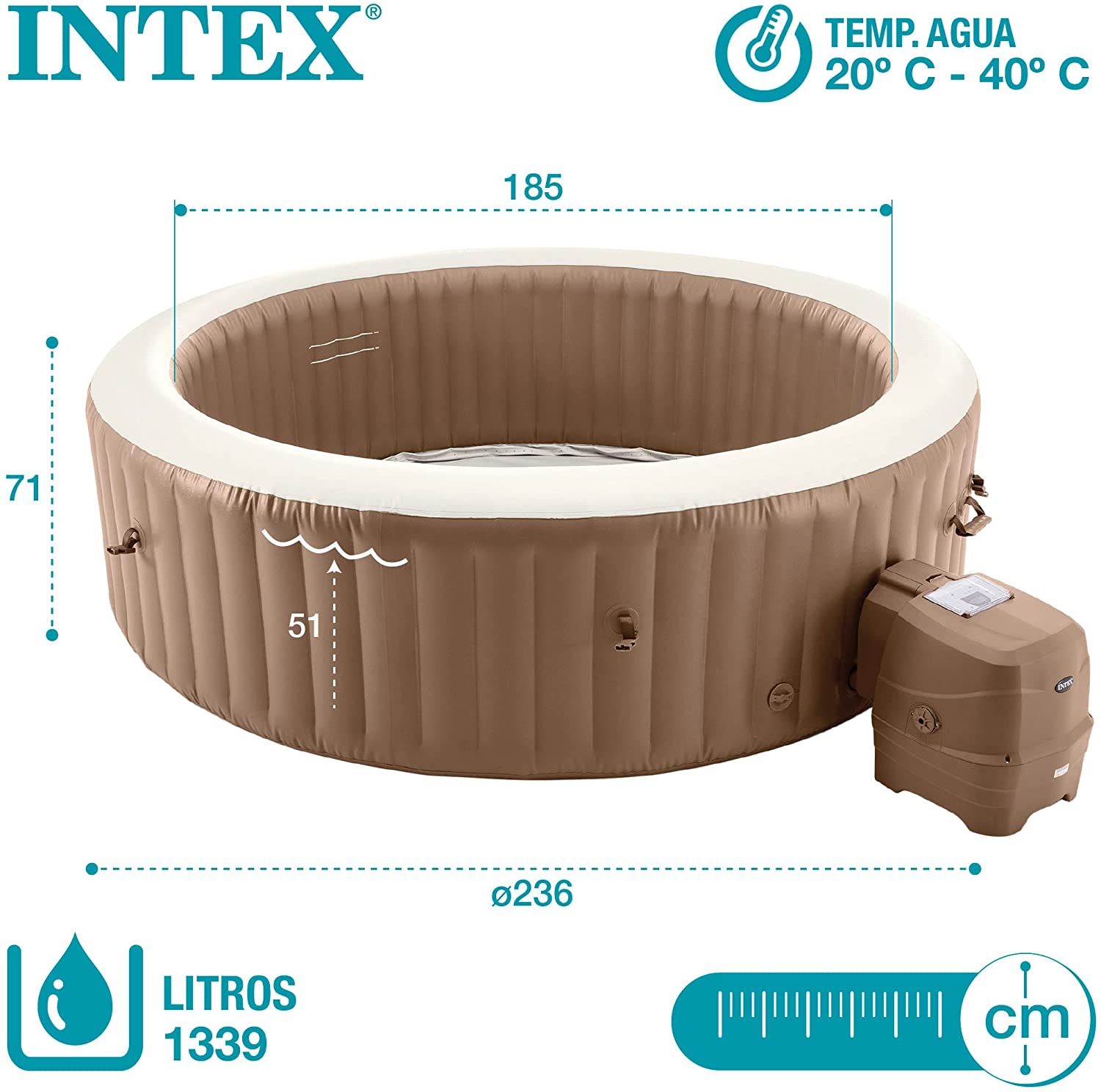 Intex PureSPA Bubble sahara tan 236/185 x 71cm - Poolpirat