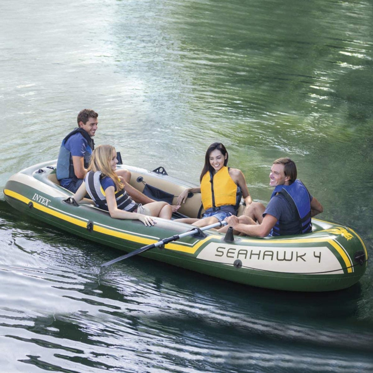 Intex Schlauchboot Seahawk 4 Set inkl. Paddel & Pumpe, bis 400kg, 351x145x48cm - Poolpirat