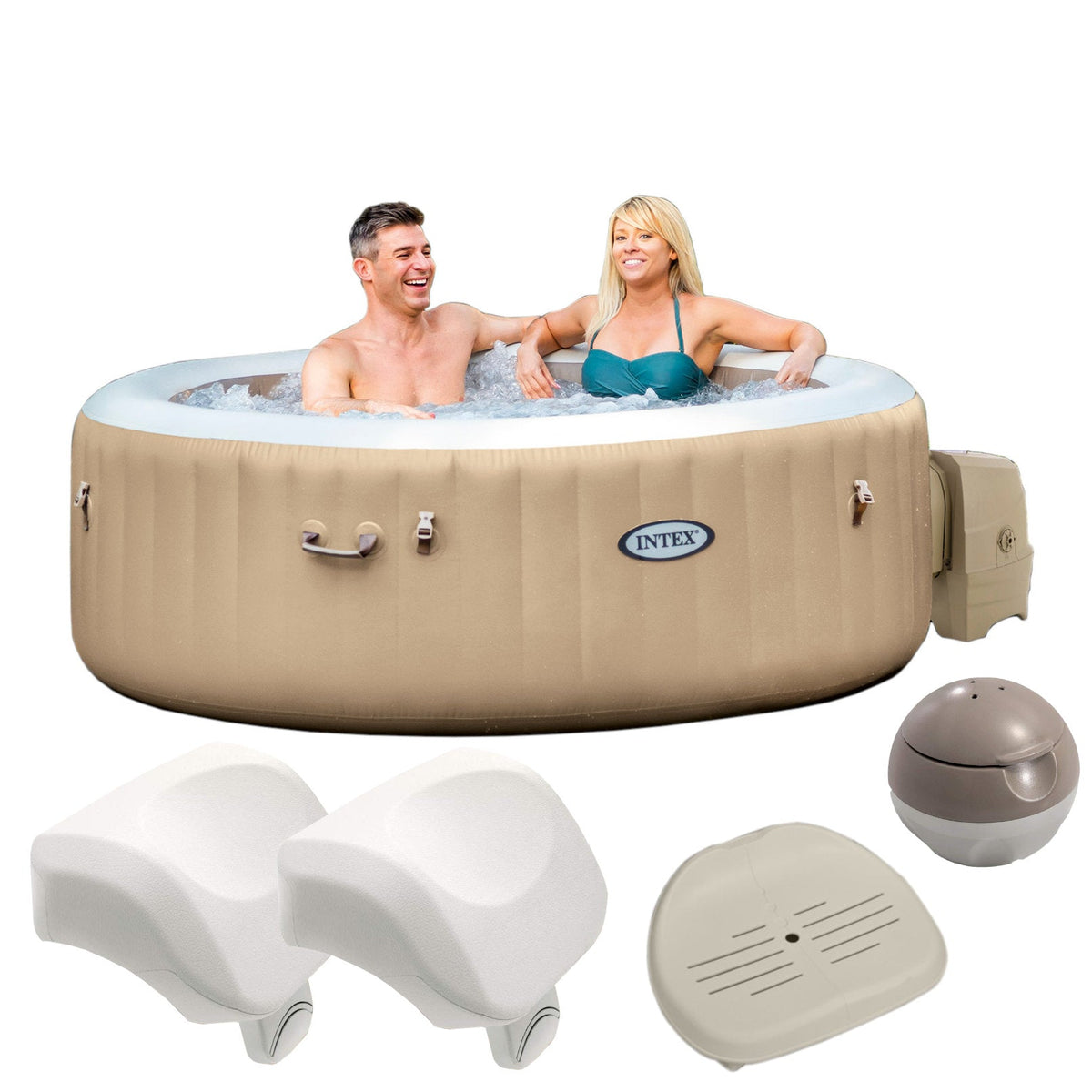 Intex Whirlpool PureSPA Bubble sahara tan 196/145x71cm + Zubehör