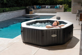 Intex Whirlpool PureSPA Jet + Bubble Deluxe octagon 218/168x71 cm + Kunststoffsitz & Dosierspender - Poolpirat