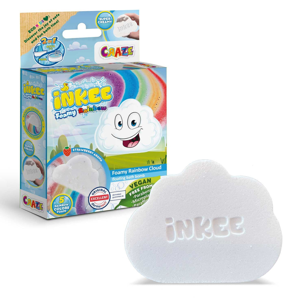 Regenbogen Badekugel mit Erdbeerduft Badebombe - Poolpirat