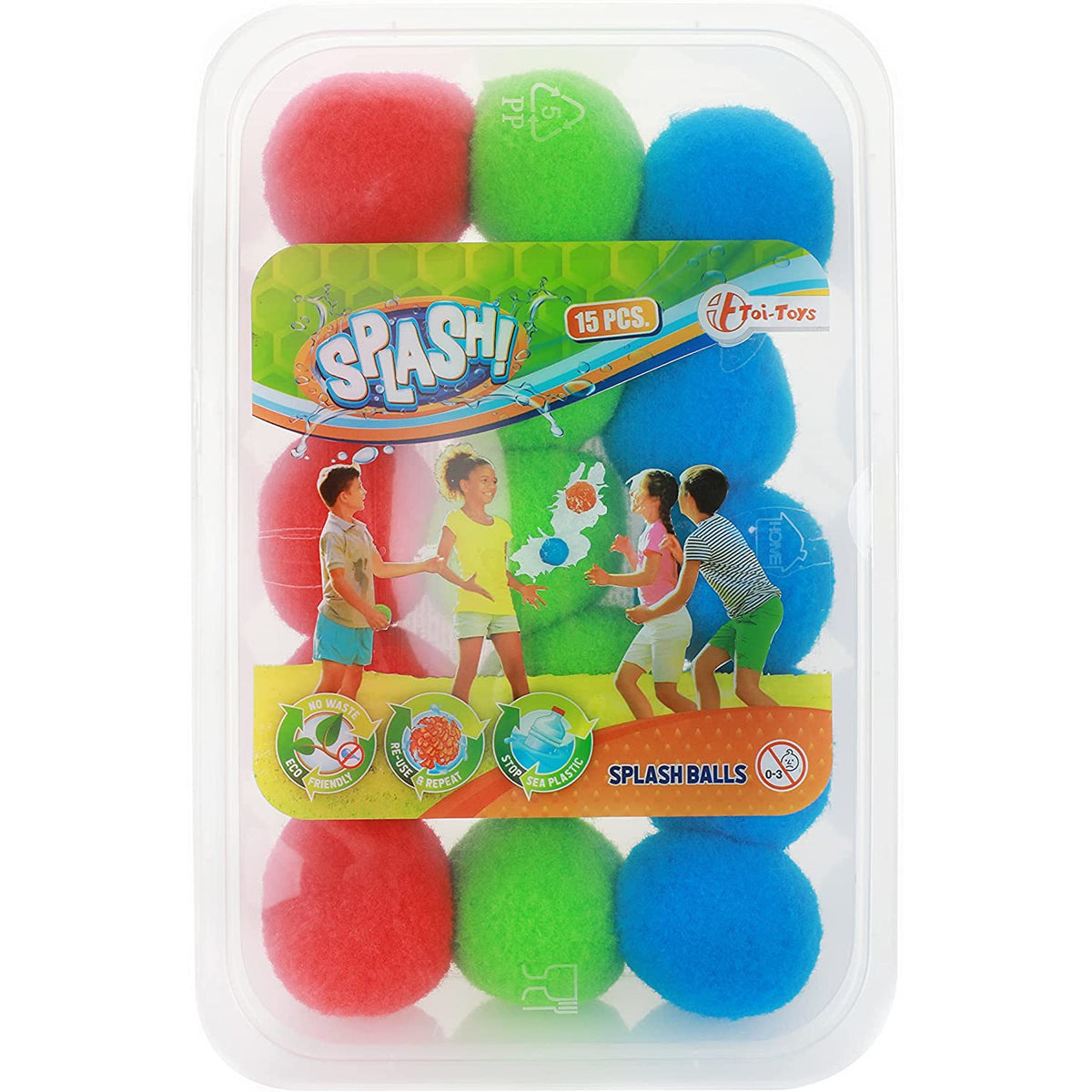 Toi-Toys - SPLASH Super Splashbälle 5cm, 15 Stück mit Aufbewahrungsbox