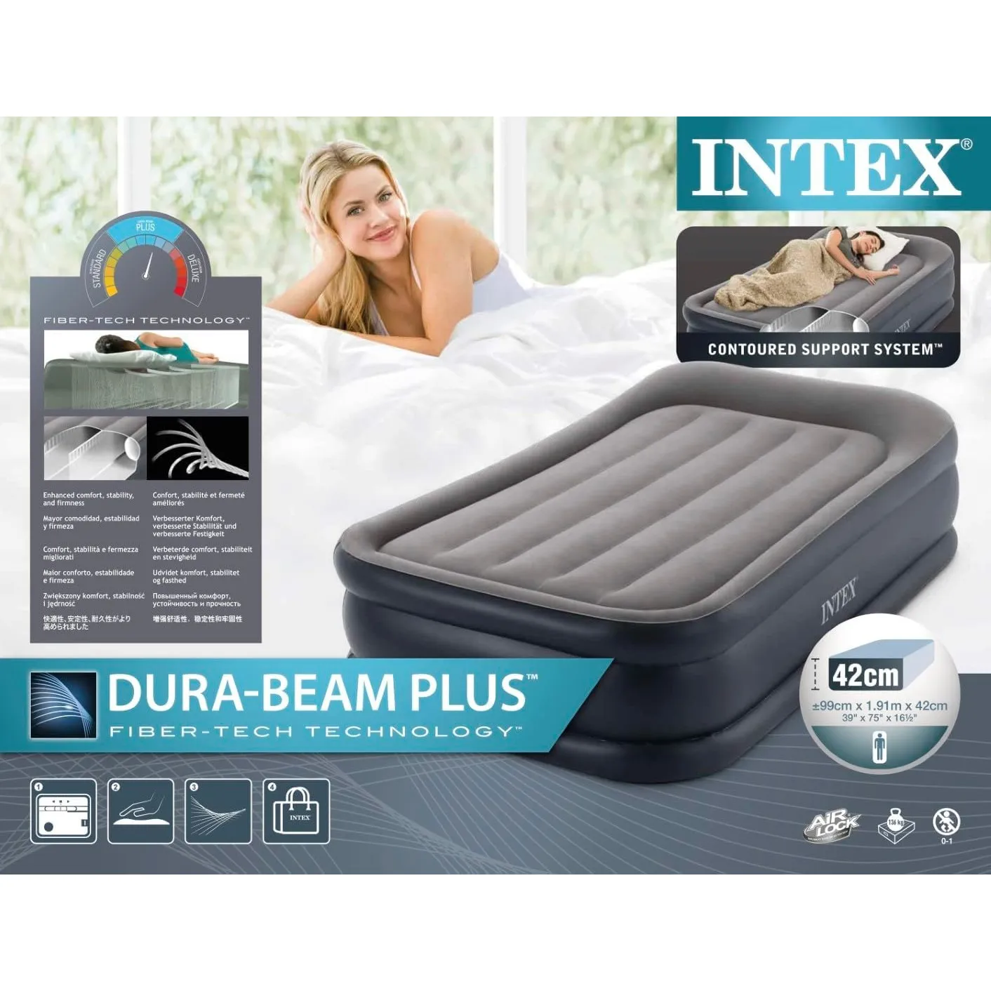 Intex Luftbett - DuraBeam DeluxePillow Twin 99x191x42cm