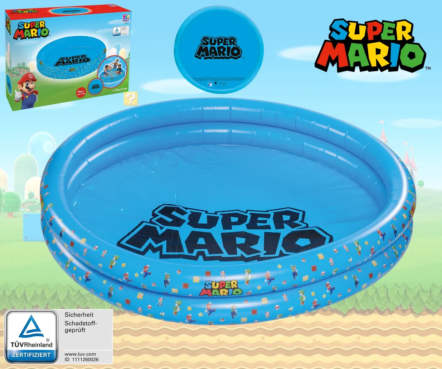 Happy People 2-Ring-Pool Super Mario Planschbecken 150x25cm