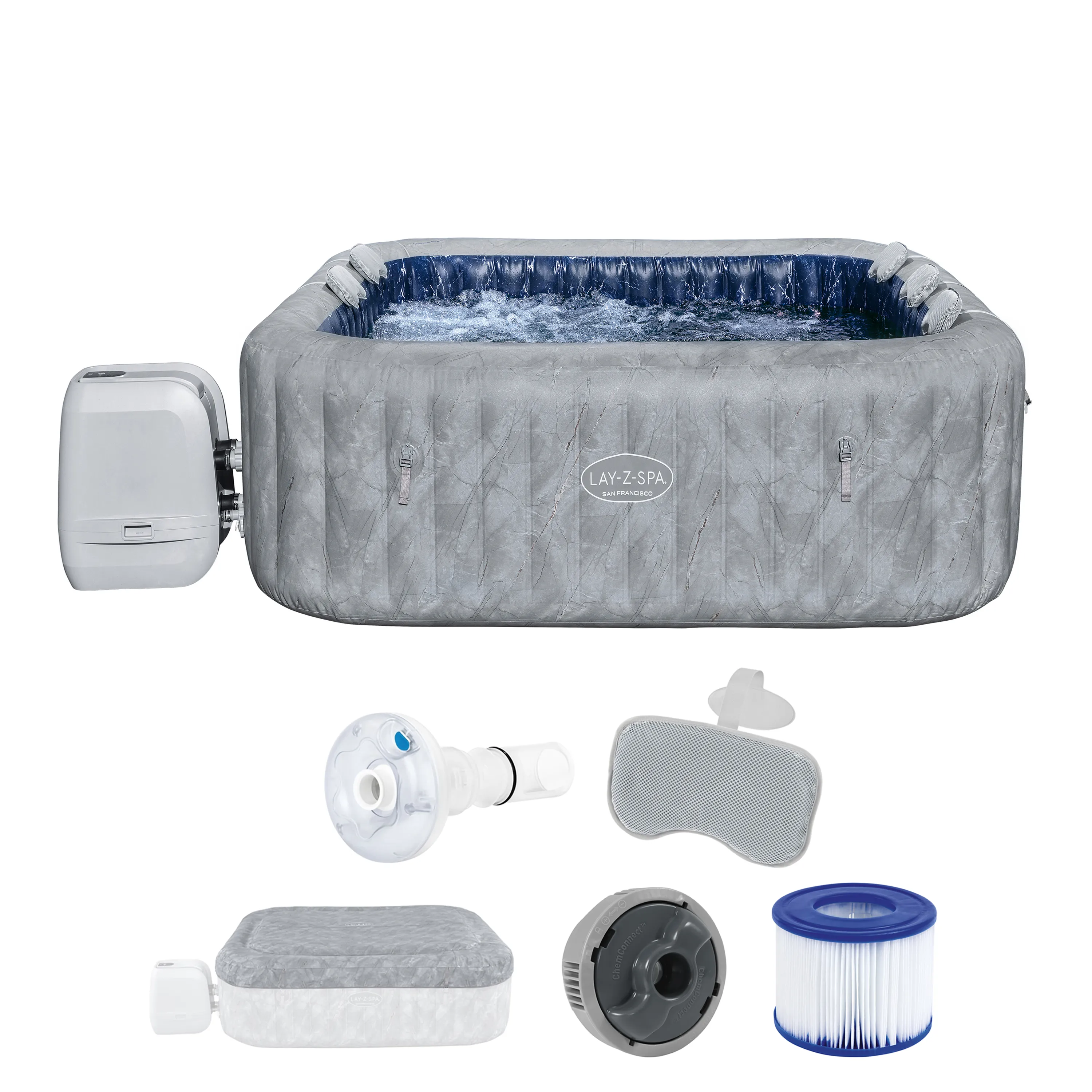 Bestway LAY-Z-SPA® Energiespar WLAN Whirlpool San Francisco HydroJet Pro™ für 7 Personen 230x230x71cm