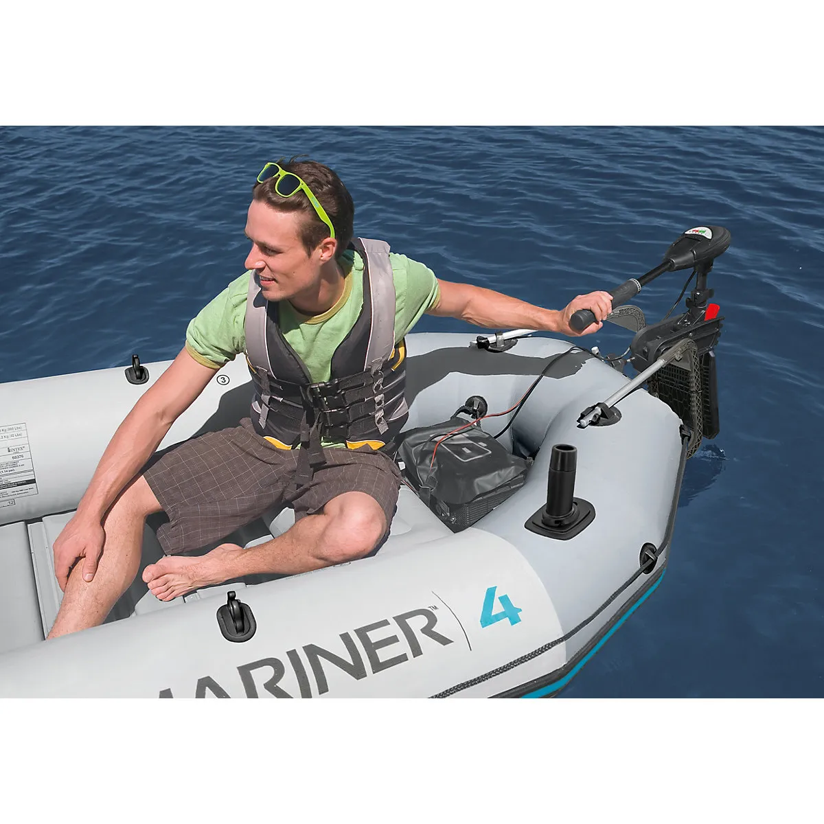 Intex 68376NP Schlauchboot-Set Mariner 4 inkl. Außenbordmotor & Befestigung