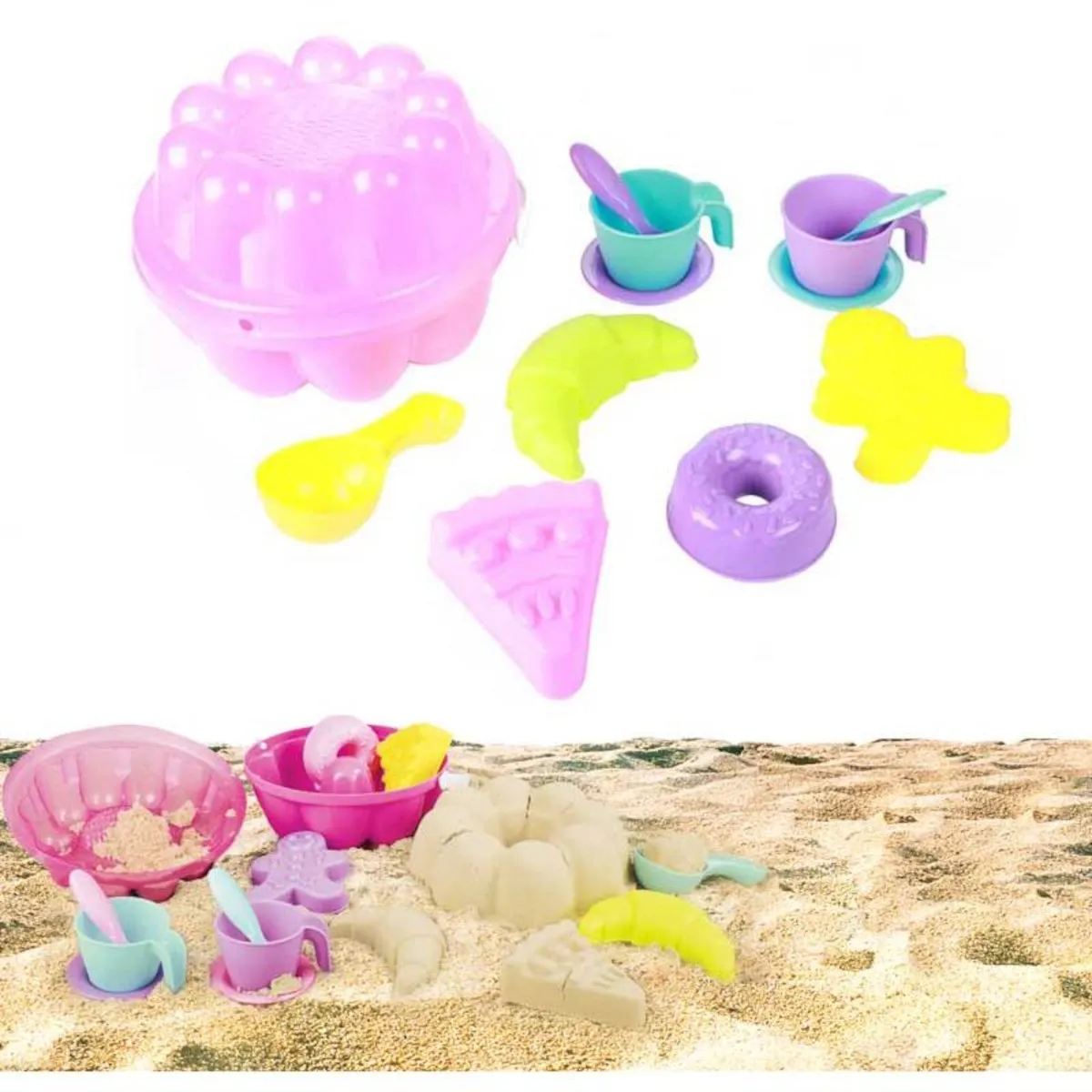 Toi-Toys - GO PLAY Strandset in Kuchenform, 13-teilig