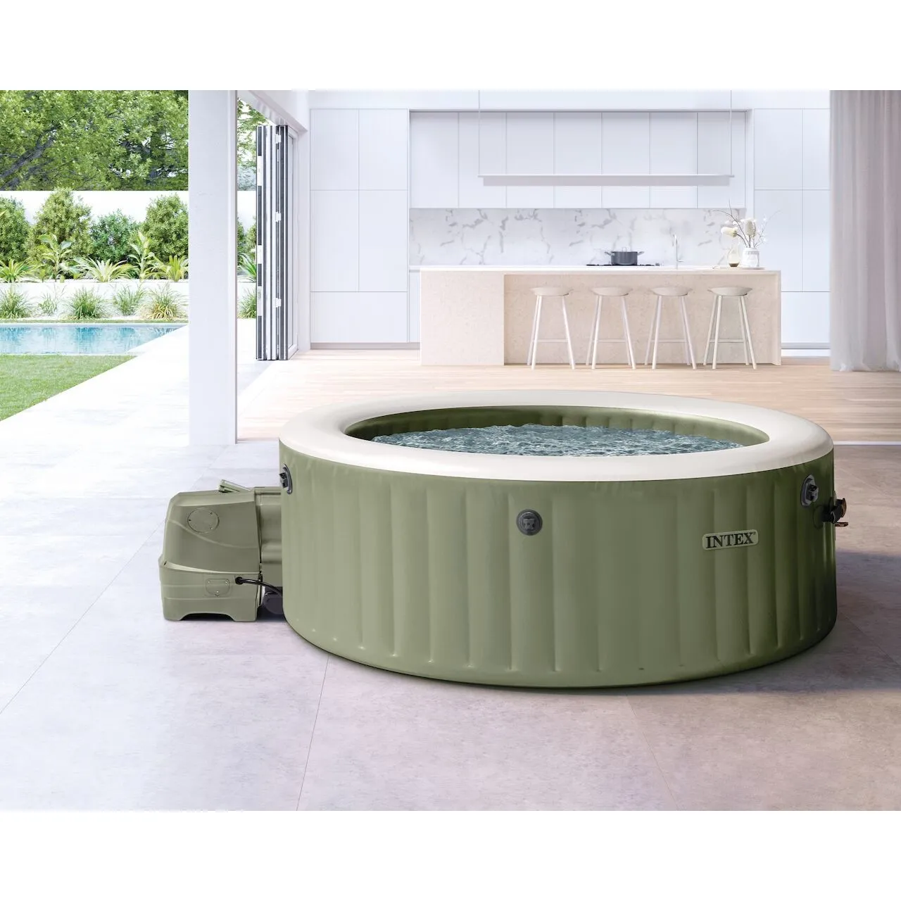 Intex 28426NP Whirlpool PureSPA Bubble olivgrün, 196cmx71cm