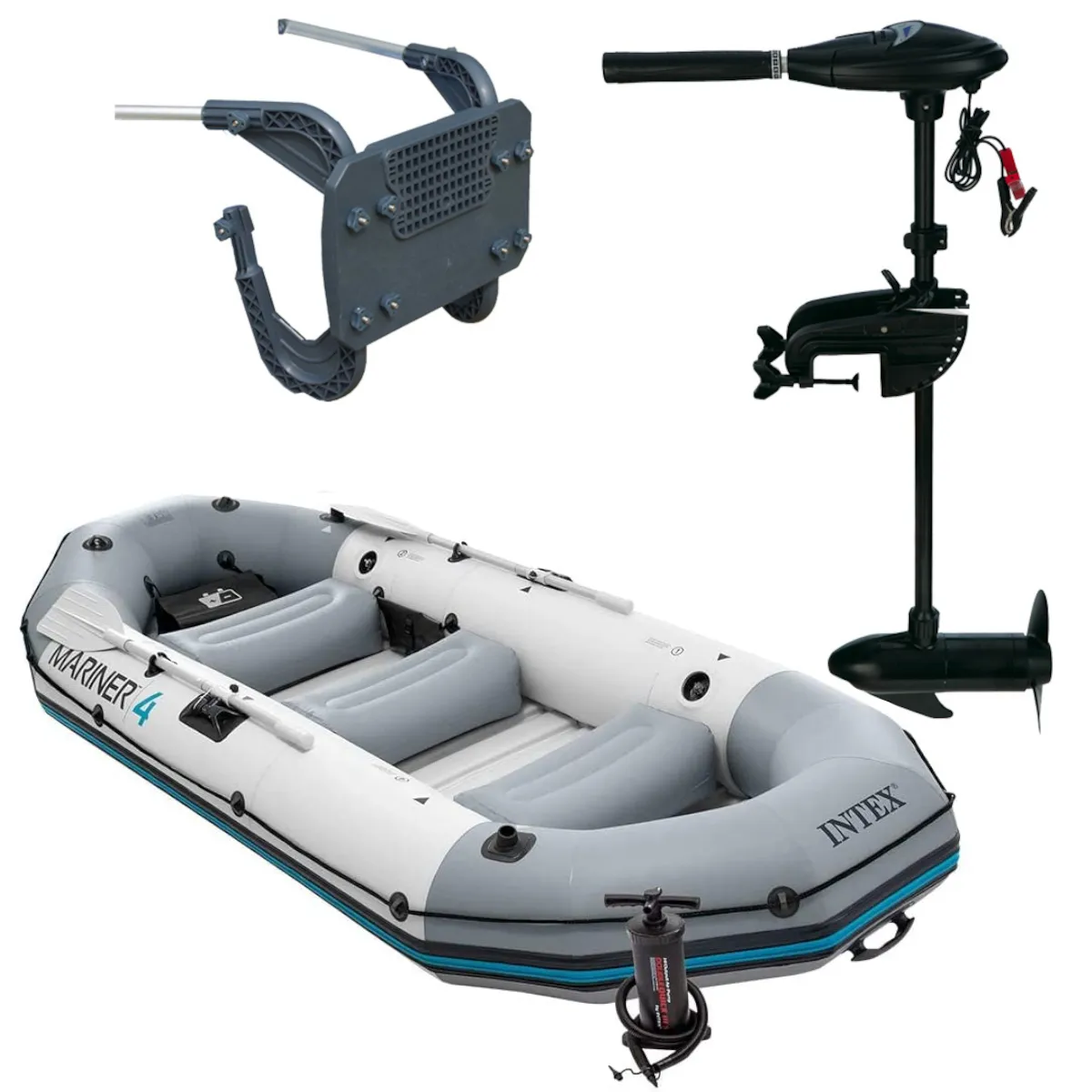 Intex 68376NP Schlauchboot-Set Mariner 4 inkl. Außenbordmotor & Befestigung