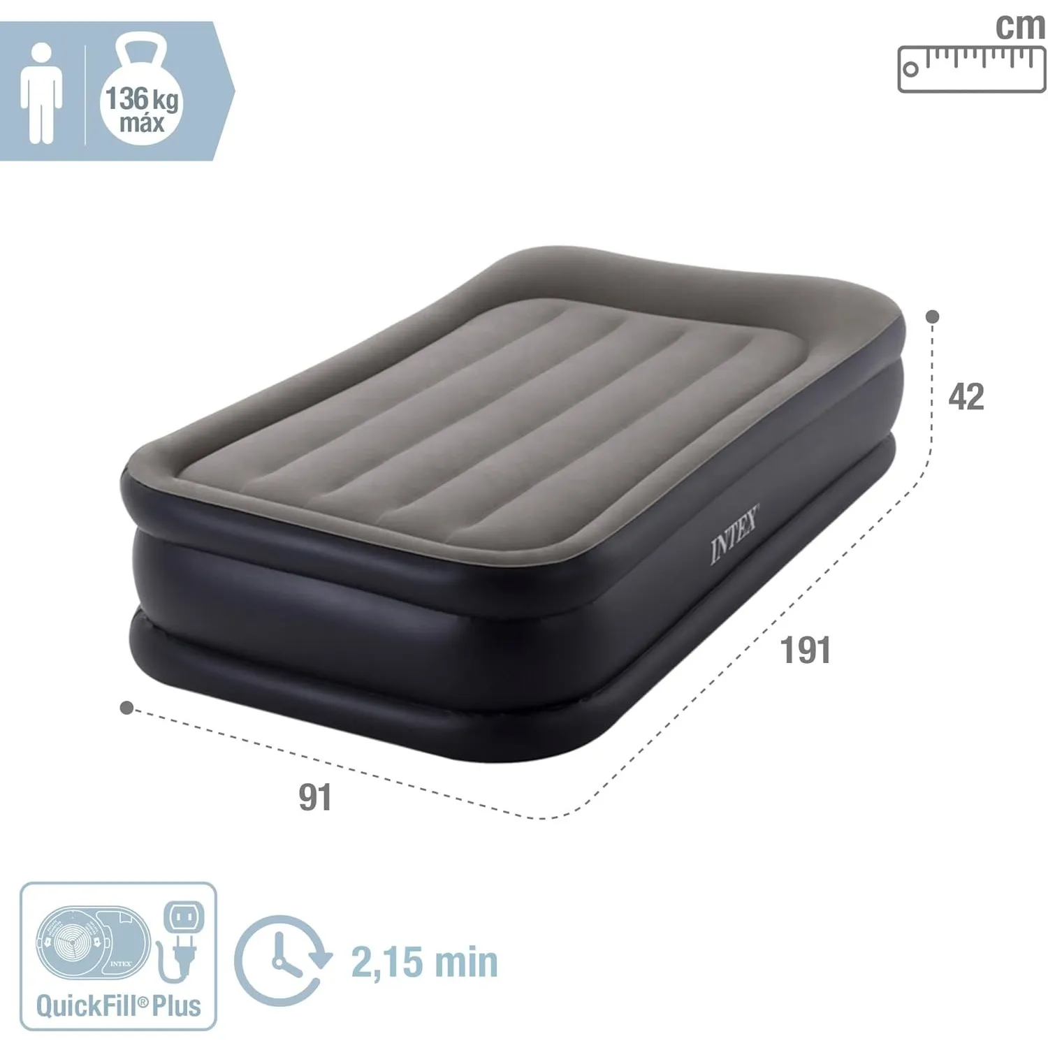 Intex Luftbett - DuraBeam DeluxePillow Twin 99x191x42cm