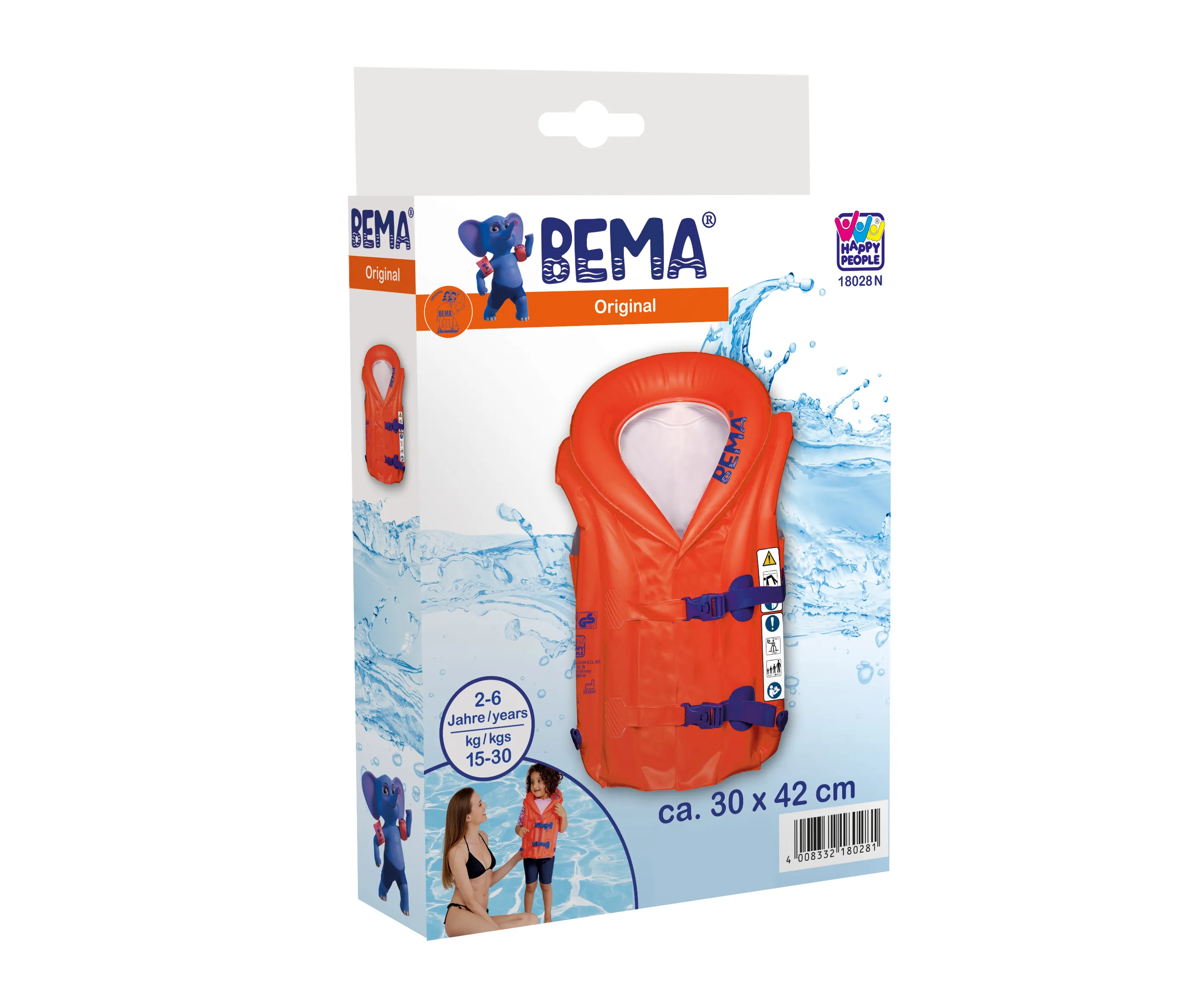 Happy People 18028 - BEMA® aufblasbare Schwimmlernweste (orange)
