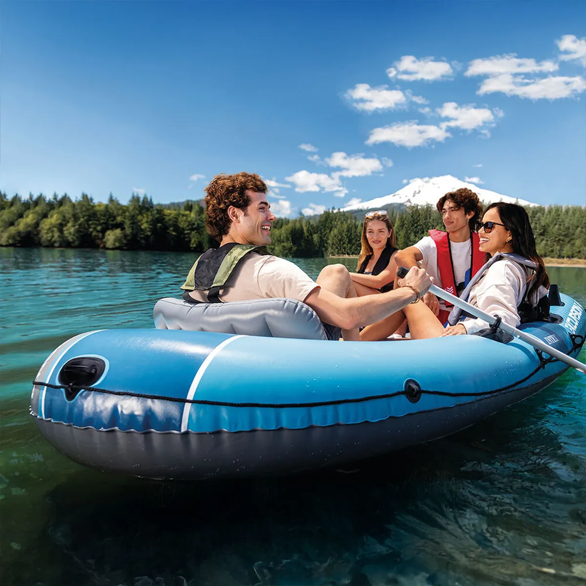Intex Schlauchboot-Set - Excursion 4 inkl. Außenbordmotor & Befestigung