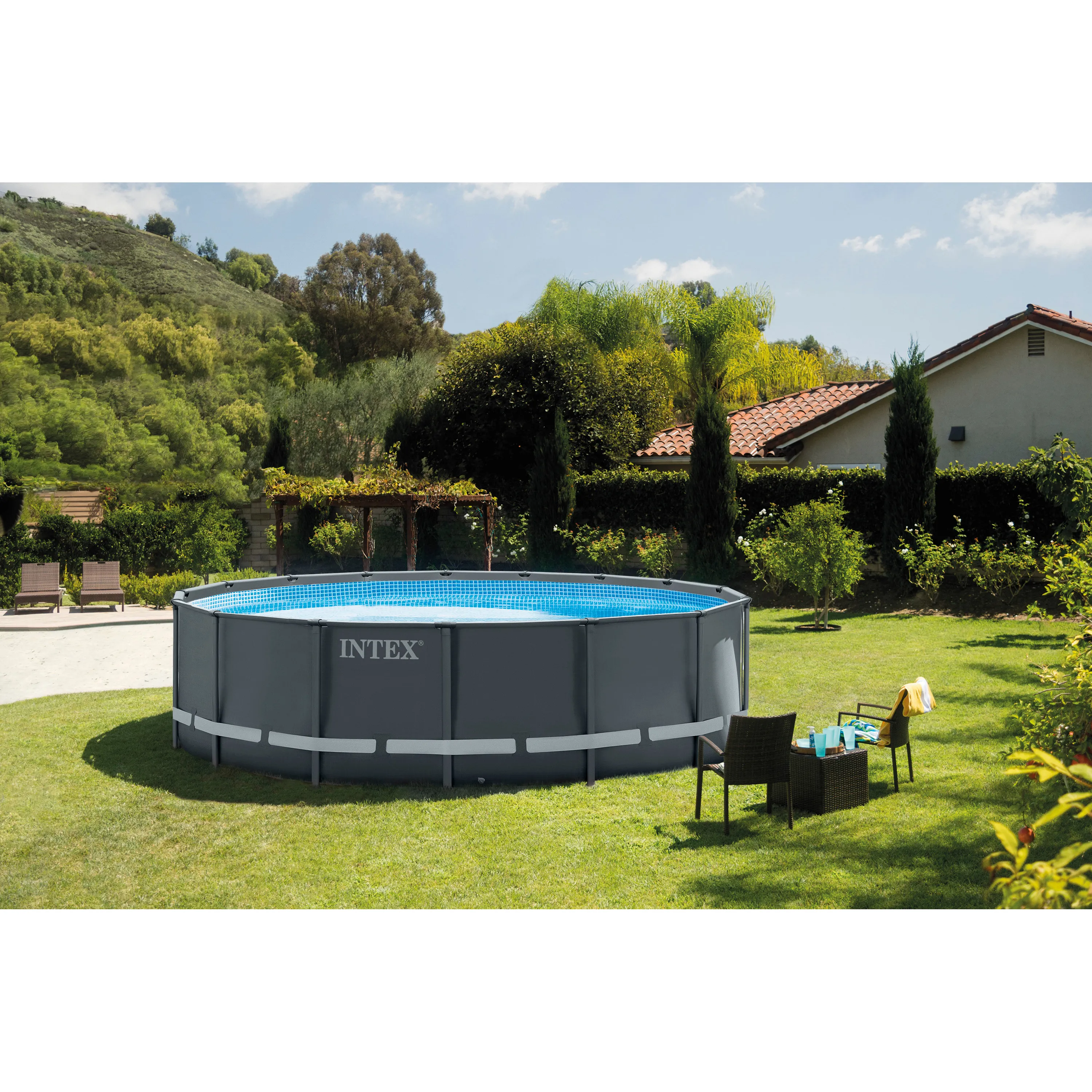 Intex 26334GN Frame Pool Set - Ultra XTR 610x122cm inkl. Filterpumpe, Leiter, Planen