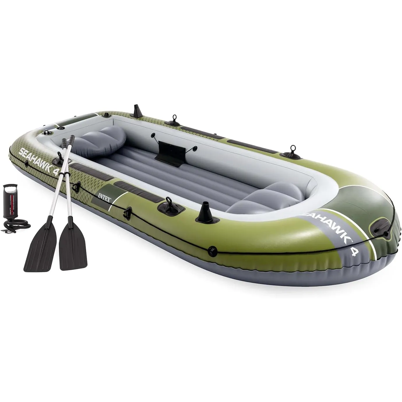 Intex 66334NP Schlauchboot Seahawk 4 Set inkl. Pumpe und Alu-Paddeln 351x145x48cm