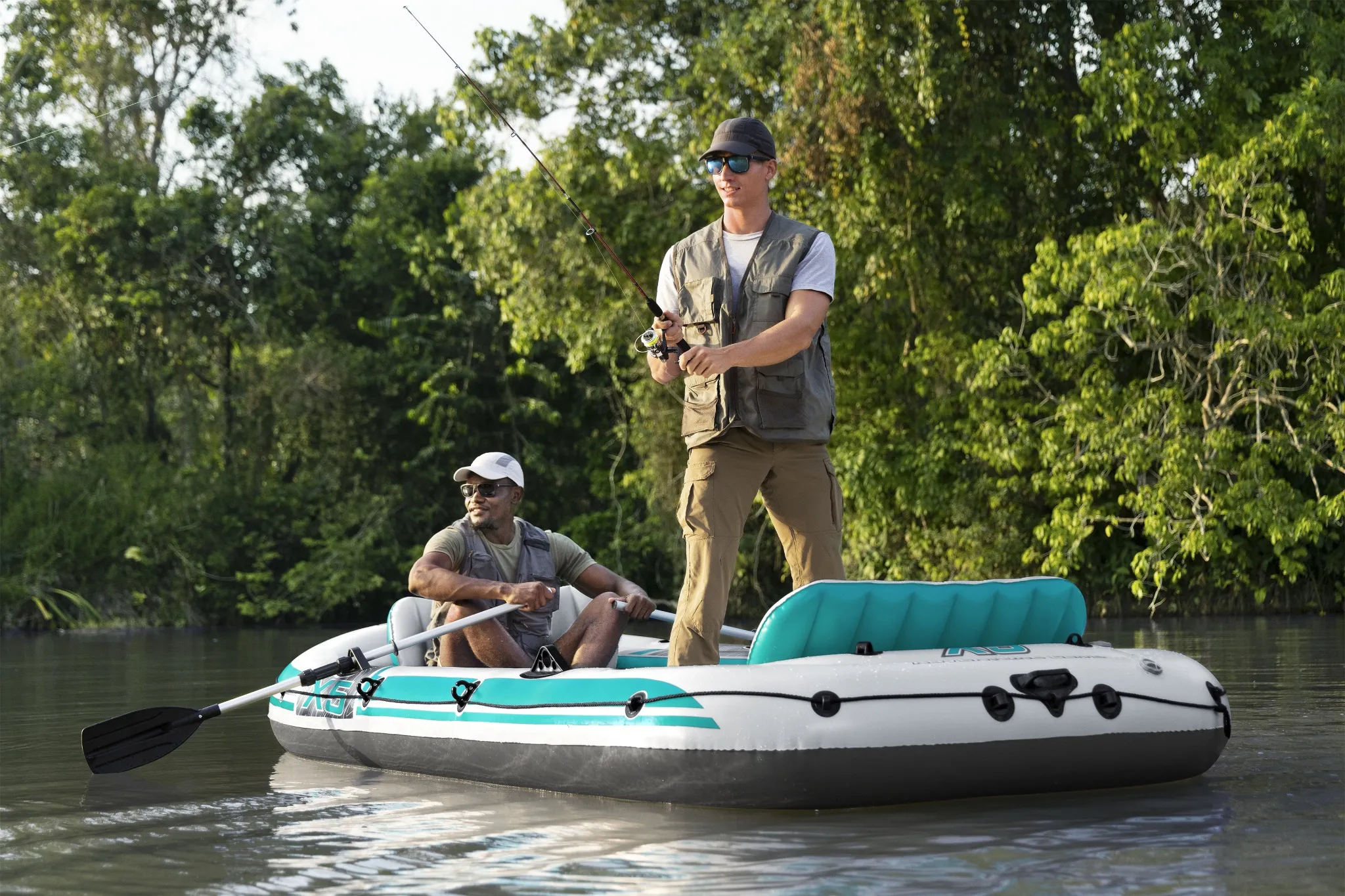 Bestway Hydro Force Schlauchboot Komplett-Set Adventure Elite X5 364x166x45cm, 5 Personen