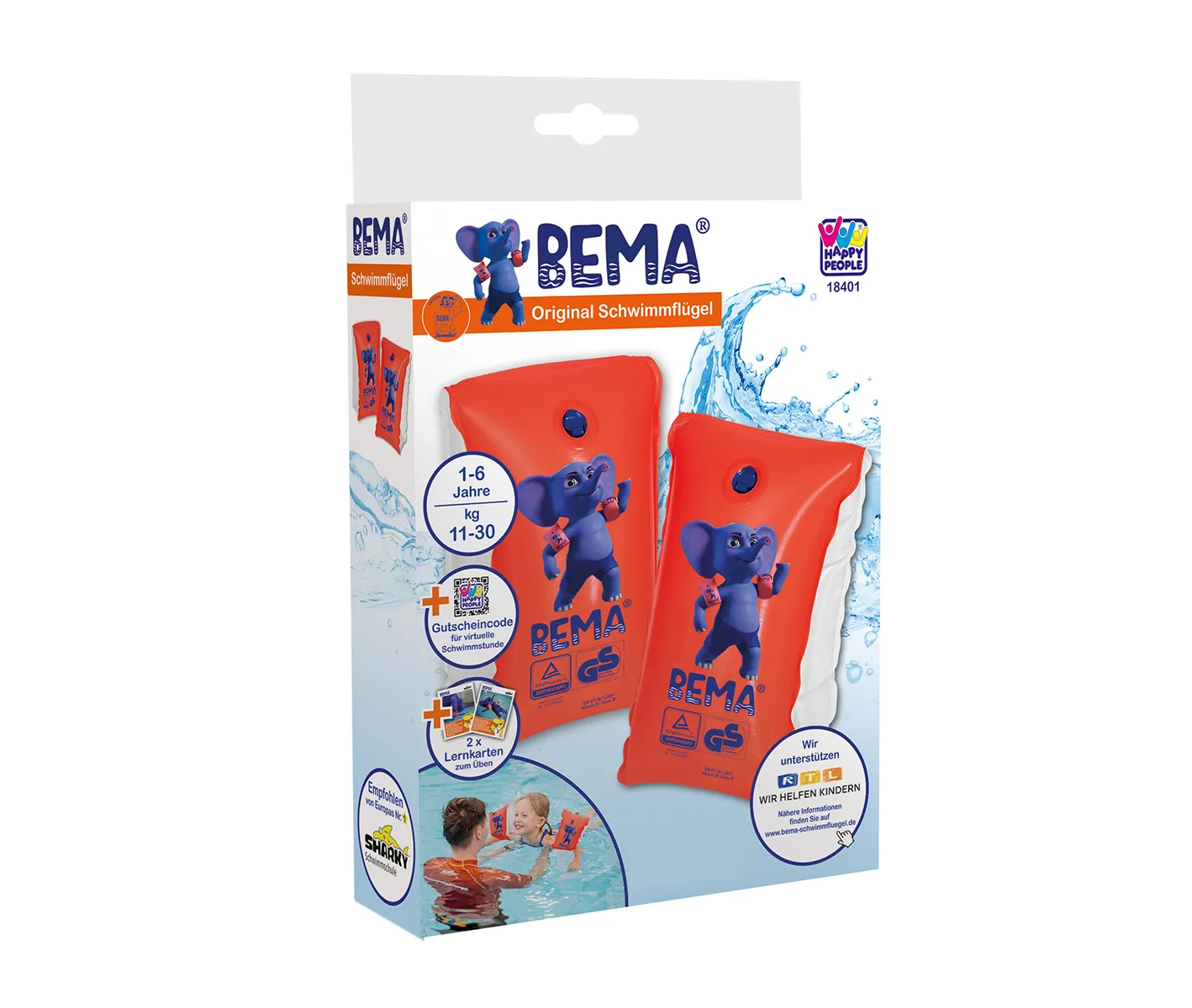 Happy People BEMA® Schwimmflügel für Kinder von 1-6 Jahren, orange, Gr. 0