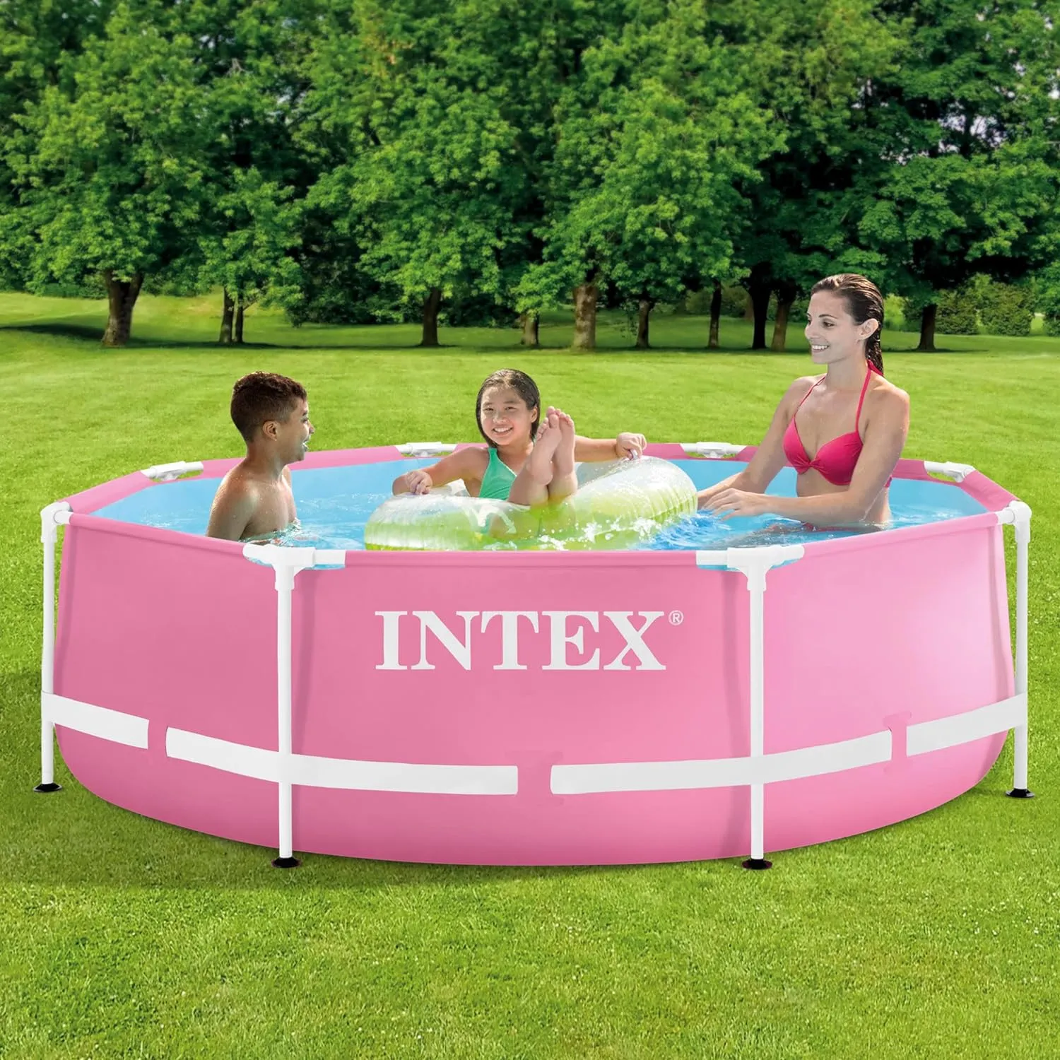 Intex 28290ND Pink Metal Frame Pool 244x76cm mit Abdeckplane