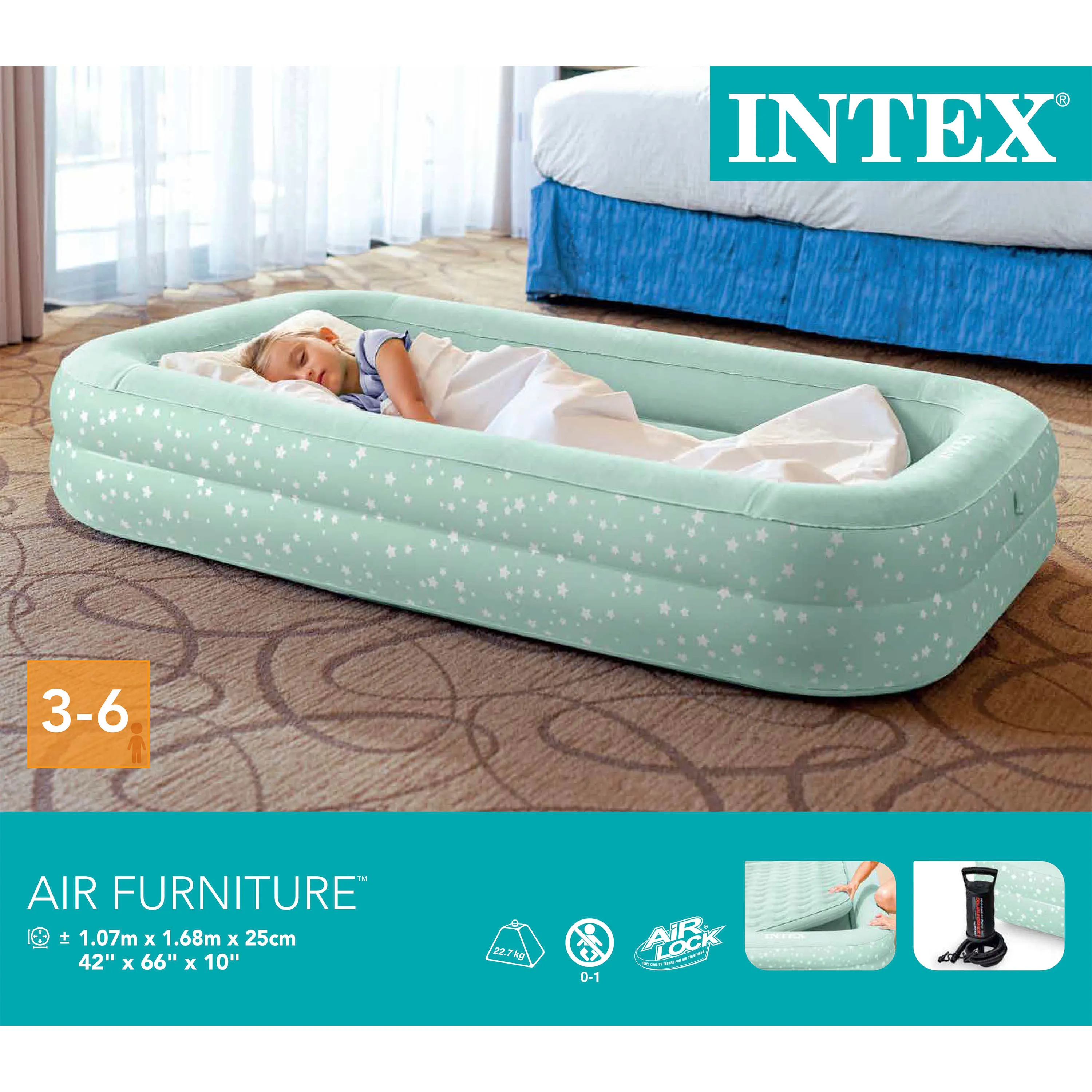 Intex Kinder-Reisebett - mit Handpumpe 71x132x10cm