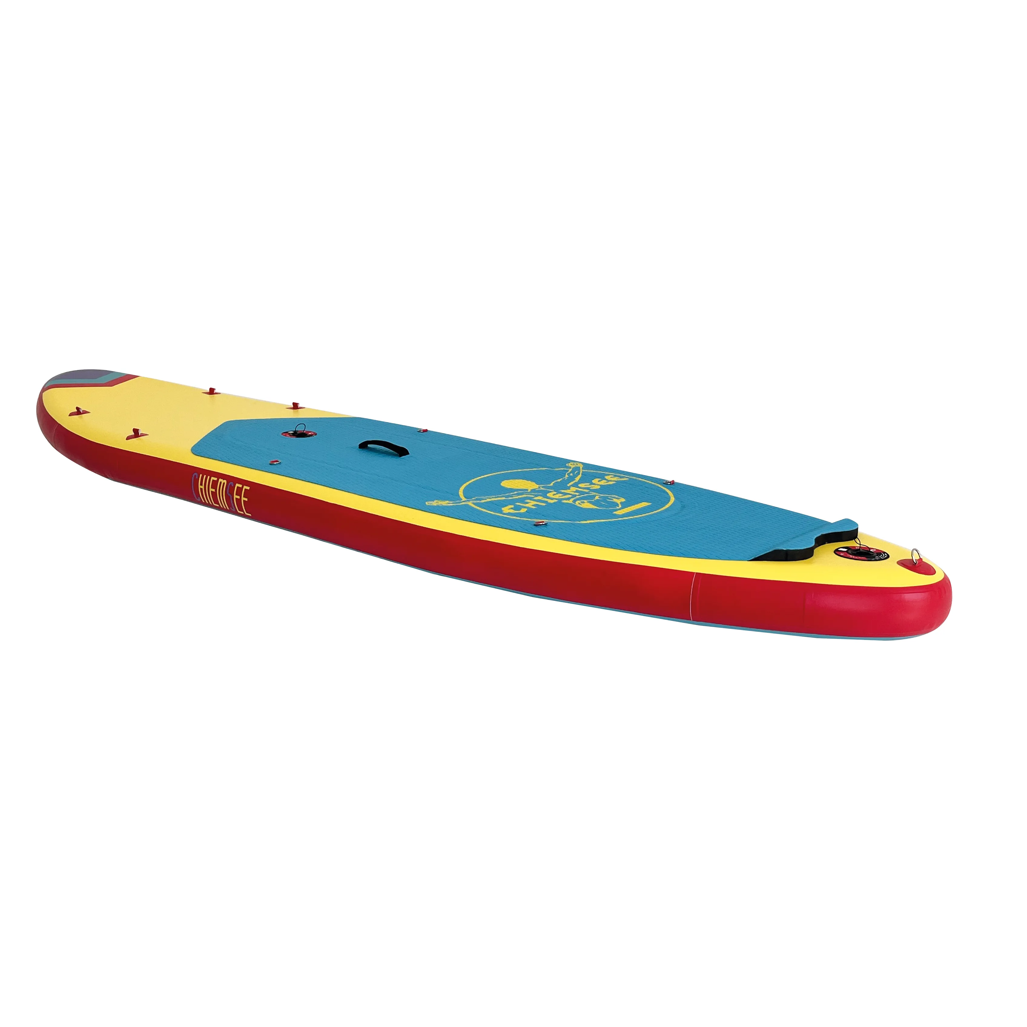 Chiemsee SUP-Set inkl. Board, Paddel, Pumpe, Leash & Rucksack (gelb/blau)