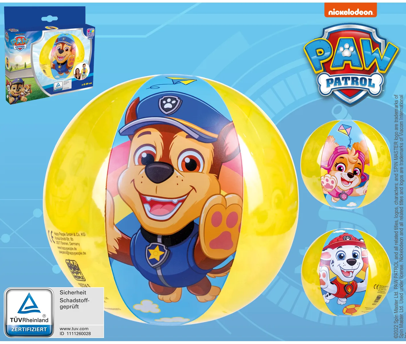 Happy People 16324 Strandball Paw Patrol ca. 29cm