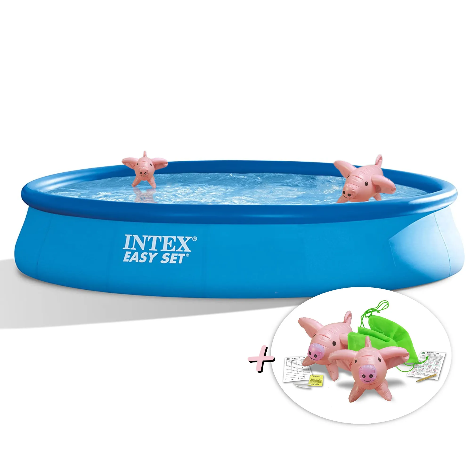 INTEX 28158GN - Easy Set Pool (457x84cm) + aufblasbare Schwimmtiere
